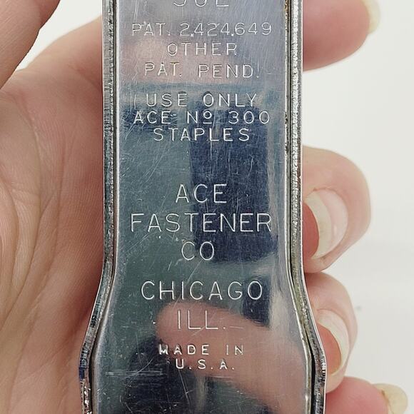 Ace Cadet Liftop Stapler Model 302 Chrome Black Top Vintage Made in USA - Picture 9 of 9